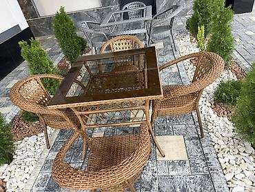 деревянные стол: Комплект садовой мебели, Кресла, Ротанг — 7