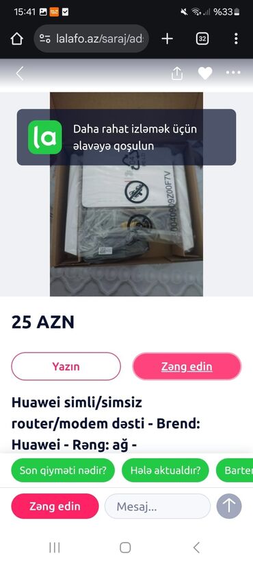 Monitorlar: Huawei simli və ya simsiz internet bağlantısı üçün nəzərdə tutulmuş