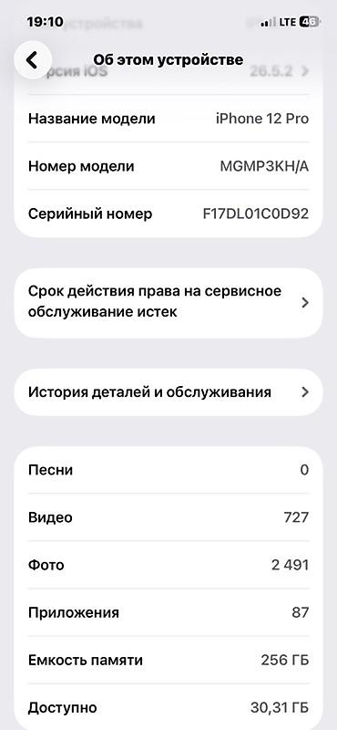 обычные часы: IPhone 12 Pro, 256 ГБ - Модель: iPhone 12 Pro - Номер модели — 4