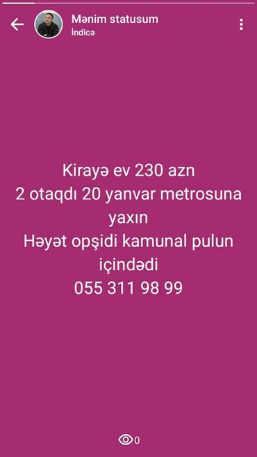 maştağada kirayə evlər 2024: 40 kv. m, 2 otaqlı