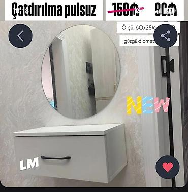 Divar tipli konsol və dairəvi güzgü dəsti - Dəst: asma çekmecəli lalafo.az -da Divar tipli konsol və dairəvi güzgü dəsti - Dəst: asma çekmecəli