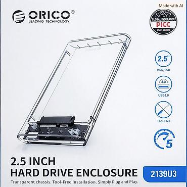 xarici sert disk: ORICO 2.5” HDD/SSD Box USB 3.0 – Yeni | Qara & Şəffaf | Endirimli — 1