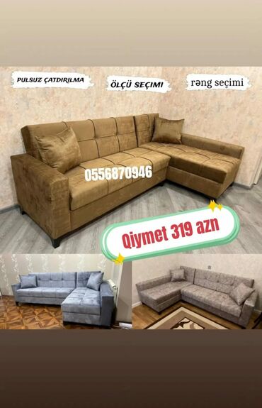 Sifarişlə divanlar: Künc divan, Qonaq otağı üçün, Parça, Bazalı, Açılan, Kitab — 13
