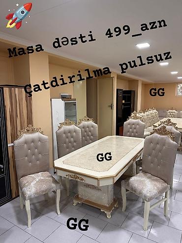 ber ber stolu: Qonaq otağı üçün, Yeni, Dördbucaq masa, 6 stul — 1