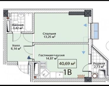 семейная баня арча бешик: 1 бөлмө, 41 кв. м, Элитка, 13 кабат, ПСО (өзү оңдоп түзөтүп бүтүү үчүн)