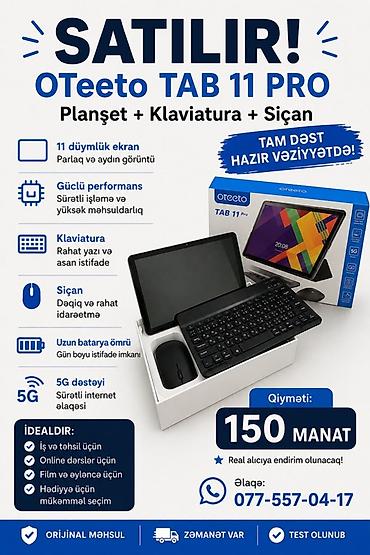 OTeeto TAB 11 Pro – planşet + klaviatura + siçan dəsti Xüsusiyyətlər lalafo.az -da OTeeto TAB 11 Pro – planşet + klaviatura + siçan dəsti Xüsusiyyətlər