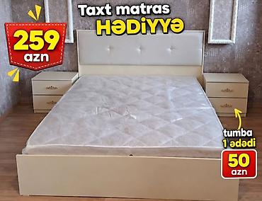 taxt yatag: Taxt dəsti – matras hədiyyə! - Rəng: krem/bej - Başlıq: yumşaq — 1