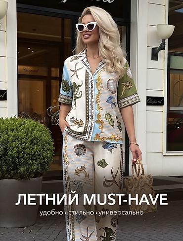 мото кийим: Женский летний костюм с морским принтом - Комплект: рубашка с — 4