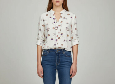 bluzki z ozdobnym kolnierzykiem: Women's blouse, size S