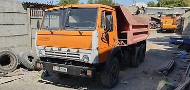 КамАЗ самосвал, 6x4 (трёхосный), оранжевая кабина, металлический кузов
