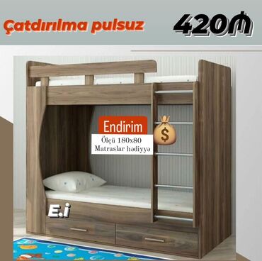 İkimərtəbəli uşaq çarpayıları: Oğlan və qız üçün, Yeni, Çarpayı, Matras ilə