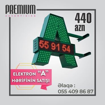 reklam tablosu: Elektron A heriflerin istehsali, topdan ve parakende satisi Montaj
