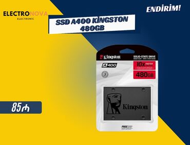 Prosessorlar: Daxili SSD disk Kingston, 480 GB, 2.5", Yeni
