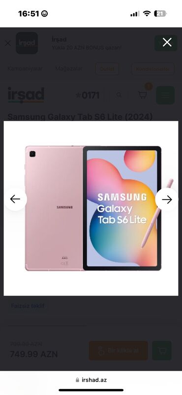 Samsung: Yeni Samsung Galaxy Tab S6 Lite, 10,4", 128 GB, Pulsuz çatdırılma, Ünvandan götürmə, Rayonlara çatdırılma