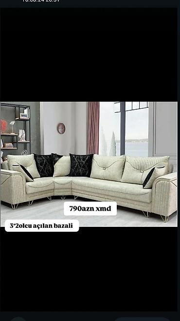 L‑şəkilli künc divan - Ölçü: təxminən 3×2 m (şəkildə qeyd edilib