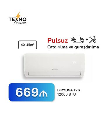 Kondisionerlər: Kondisioner 40-45 kv. m, Split sistem, Kredit yoxdur, Pulsuz quraşdırılma