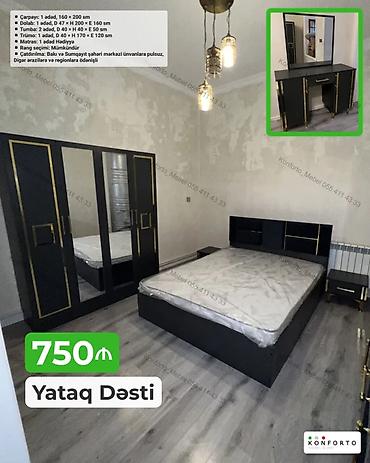 matras sumqayit: Yataq Dəsti – 750 ₼ Komplektin tərkibi və ölçülər: - Çarpayı: 1 ədəd — 2
