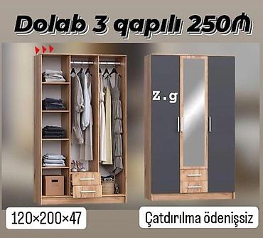 3 qapılı paltar dolabı - Ölçülər: 120 × 200 × 47 sm - Rəng/üslub