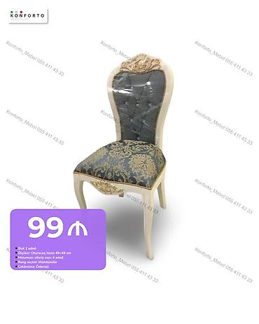 Mebel: Klassik üslublu yemək otağı stulu - Model: Yumşaq oturacaqlı taxta — 1