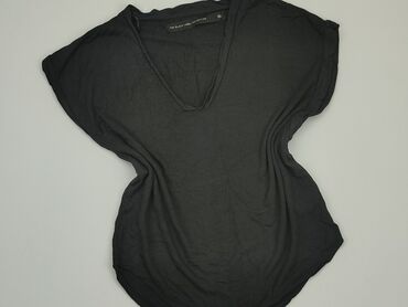 czarne t shirty w serek damskie: T-shirt, XS, stan - Dobry