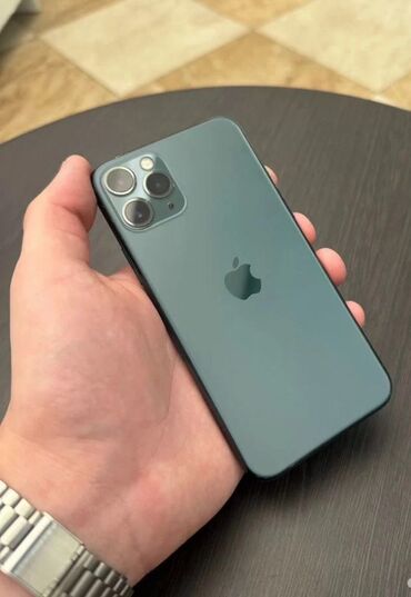 Apple iPhone: IPhone 11 Pro, Б/у, 64 ГБ, Alpine Green, Зарядное устройство, Защитное стекло, Чехол, 88 %