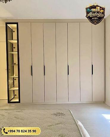 vitrin dolab: Yeni, 6 qapı, Güzgülü, Bej, Açılan, Düz dolab — 1