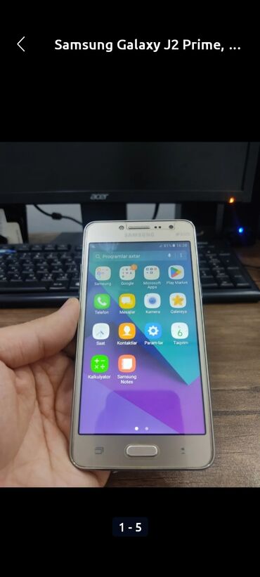 samsung galaxy core prime: Samsung Galaxy J2 Prime, 8 GB, rəng - Gümüşü, Sensor, İki sim kartlı