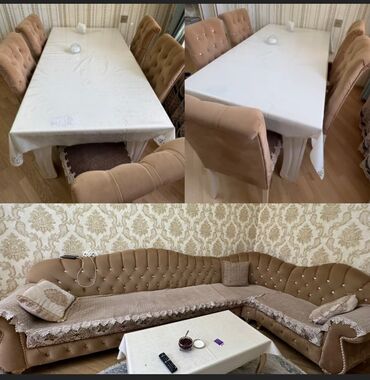 Komodlar: ✅kunc divan 500 azn. Acilmir baza yoxdu ölçü 3.50*2 m. ✅masa desti 6
