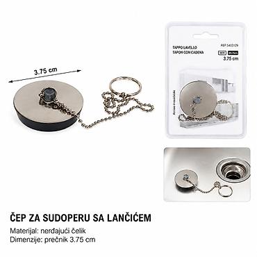 KMT Style – čep za sudoperu sa lančićem - Tip: Čep za lavabo/sudoperu