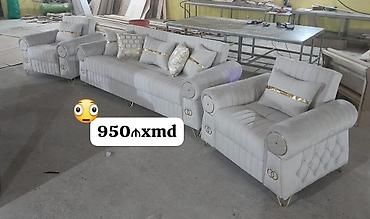 Divan və kreslo dəstləri: Künc və dəst yumşaq mebellər - Şəkil 1: Tünd mavi L formalı künc — 2