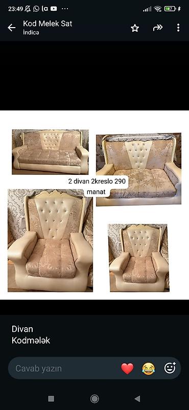 telvizor altı: Divan-kreslo dəstləri 1) Kod: Sənubər - Tərkibi: 1 üçlü divan + 1 — 3