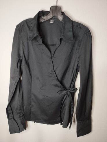 elipsa bluze: H&M, L (EU 40), XL (EU 42), Cotton, Single-colored, color - Black