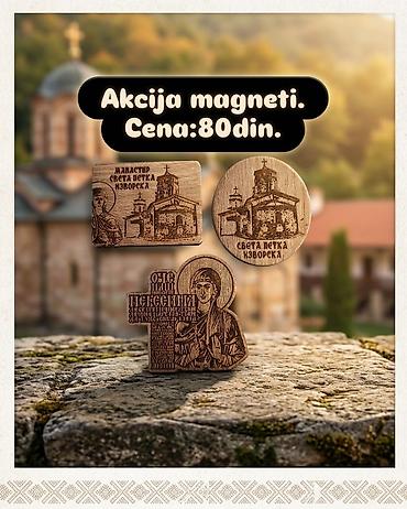 Drveni suvenirski magneti sa motivima manastira Sveta Petka Izvorska