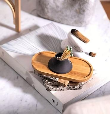bambu: Bambukdan çoxməqsədli oval tray - Material: 100% təbii bambuk, hamar — 2