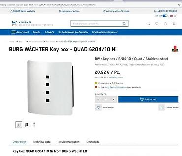 Kutije za odlaganje: Burg Wächter Key Box Quad – zidna kutija za ključeve - Moderan front — 17