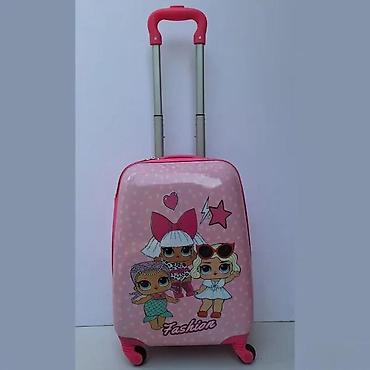 Rančevi, torbe i koferi: Dečji kofer na točkiće – ružičasti, sa motivima popularnih lutkica i — 1