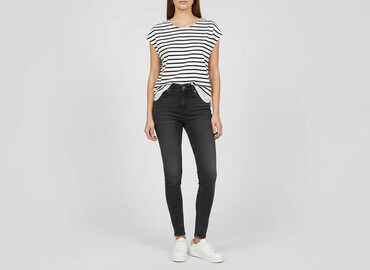 t shirty w biało czarne paski: Reserved, T-shirt damski, rozmiar S