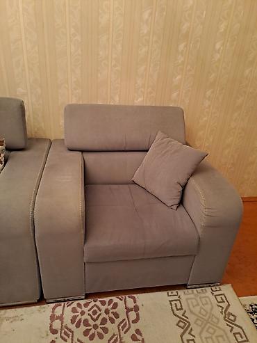 armud kreslo: Çevrilən divan və kreslo dəsti - Rəng: açıq boz - Material: yumşaq — 3