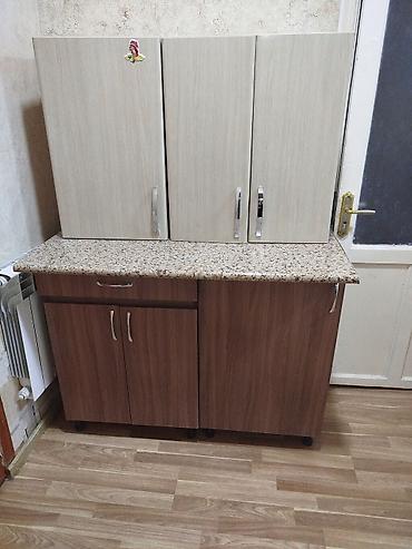 Mətbəx mebeli: Mətbəx dolabı dəsti - Üst hissə: 3 qapılı asma dolab, açıq bej rəngli — 5