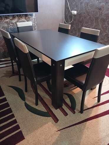 Masa və oturacaq dəstləri: Qonaq otağı üçün, İşlənmiş, Açılmayan, Kvadrat masa, 6 stul