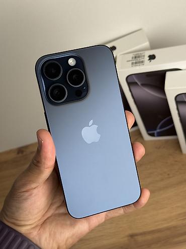 nex 3: IPhone 15 Pro, Б/у, 256 ГБ, Blue Titanium, Зарядное устройство, Защитное стекло, Чехол, 100 % — 1