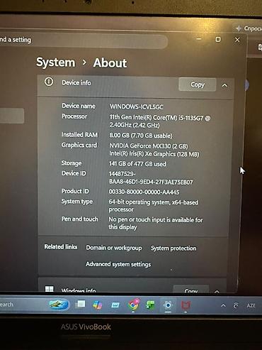 asus j102: İşlənmiş ASUS Vivobook, 14 ", Intel Core i5, 512 GB, Ünvandan götürmə, Ödənişli çatdırılma — 3