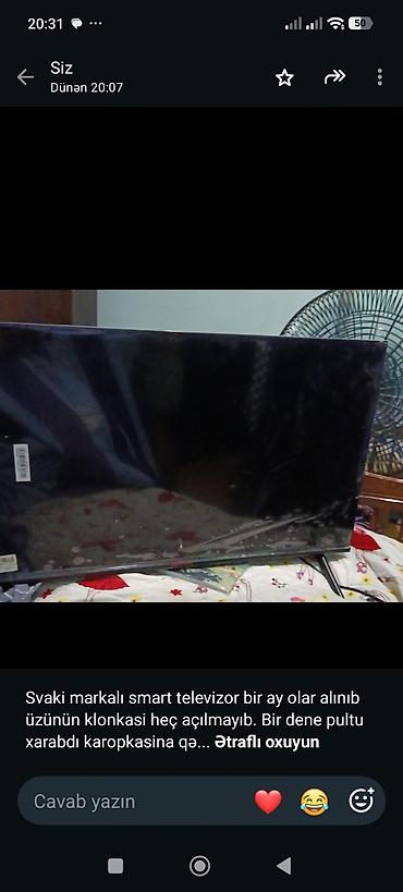 Svaki markalı smart televizor. Xüsusiyyətlər: - Smart TV funksiyaları