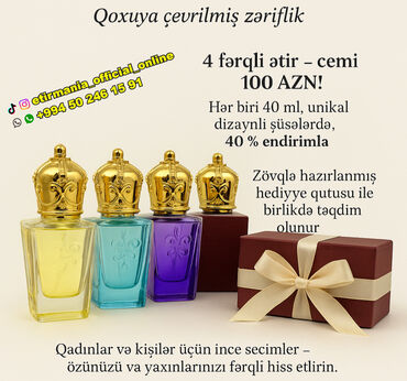 etrler: Dörd fərqli ətir dəstimizlə özünüzü və əzizlərinizi sevindirin. Hər