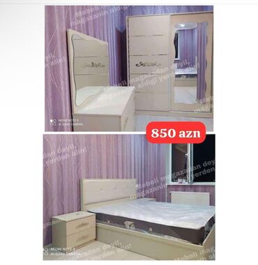 спални мебеллар: Двуспальная кровать, Шкаф, Трюмо, 2 тумбы, Новый