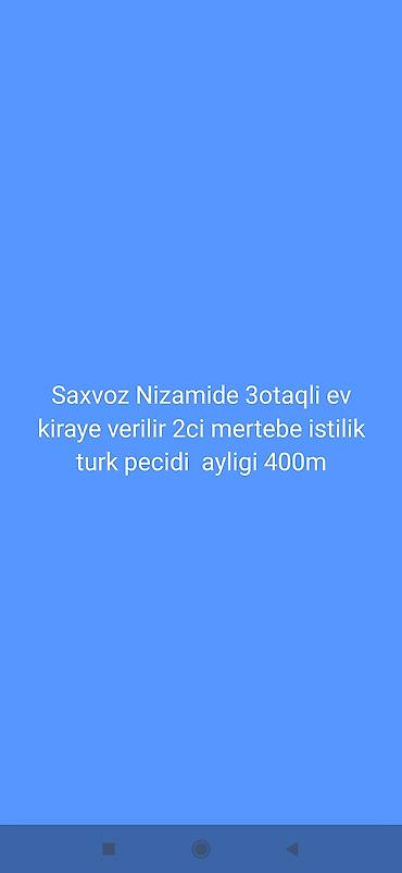 qurtulus 93 evler: Saxvoz, Nizami rayonu – 3 otaqlı mənzil kirayə verilir. - Mərtəbə — 1