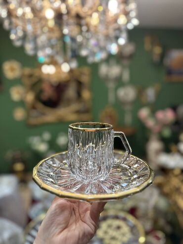 Qəhvə dəstləri və servizlər: Qəhvə dəsti, rəng - Qızılı, Xrustal — 2