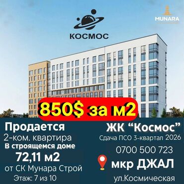 Продажа квартир: 2 комнаты, 72 м², Элитка, 7 этаж, ПСО (под самоотделку)