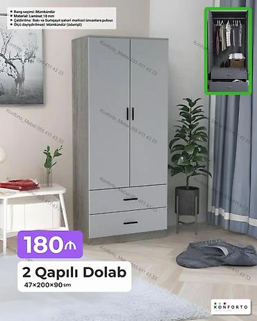 Mebel: 2 qapılı geyim dolabı – 47×200×90 sm - Material: 18 mm laminat - Rəng — 1