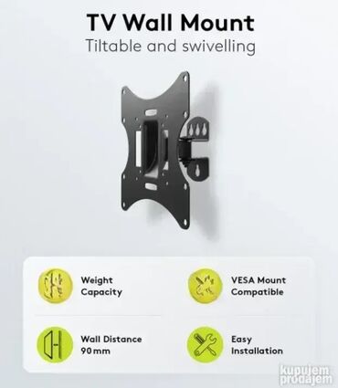 Aksesoari za TV i video: Kvalitetni TV zidni nosač za 17-37 inča; Sa podešavanjem vertikalnog — 11